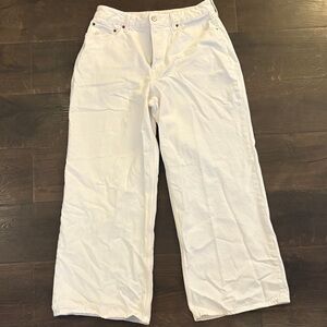 Abercrombie & Fitch Cream Wide-Leg High Rise Curve Love Jeans